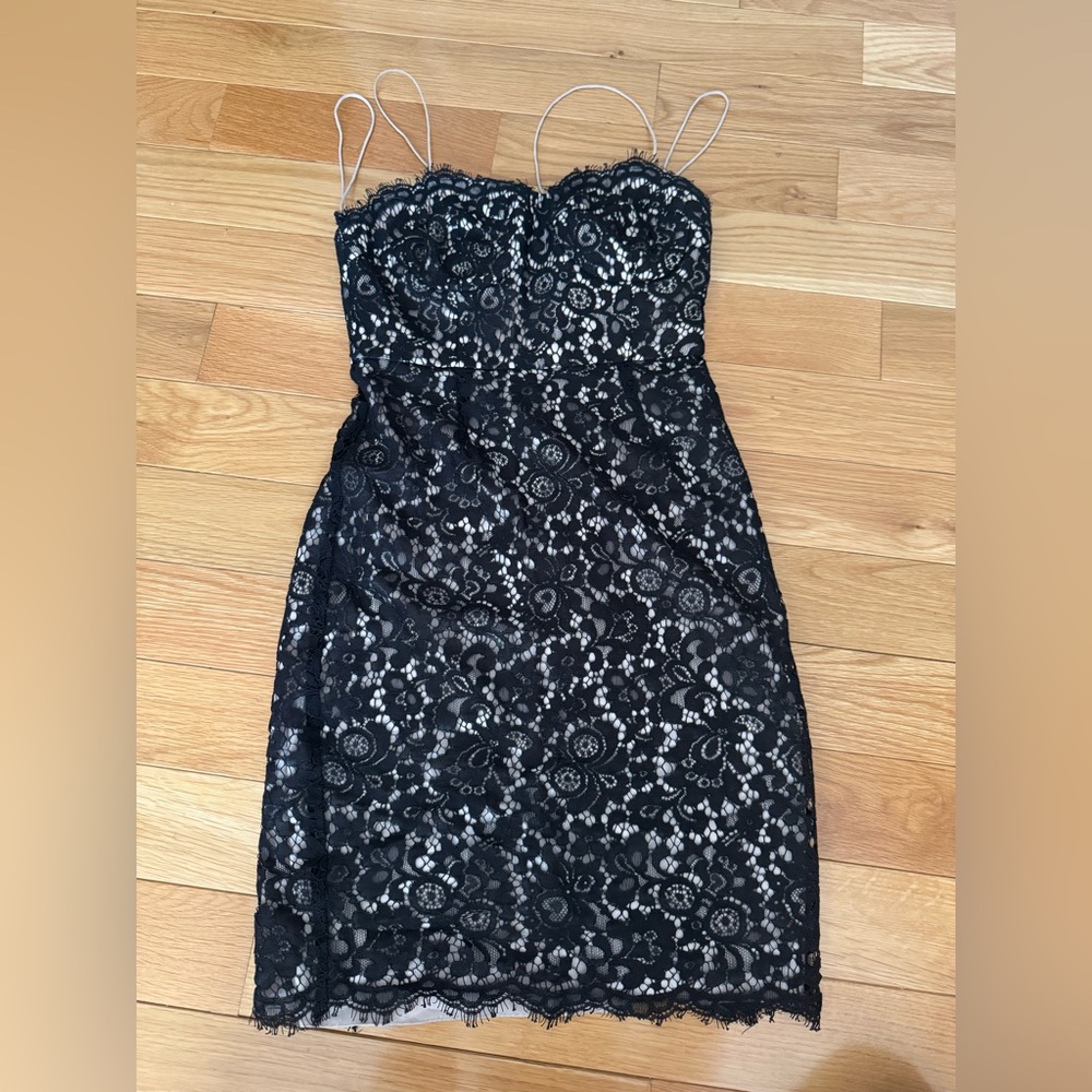Likely Black Strapless Lace Dress